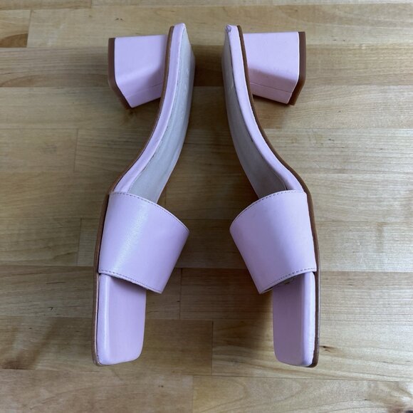 SVEGAN Alohas Pink Mules Block Heel Sandals Size EU 40 US 9 Slip-On Square Toe - Picture 10 of 13